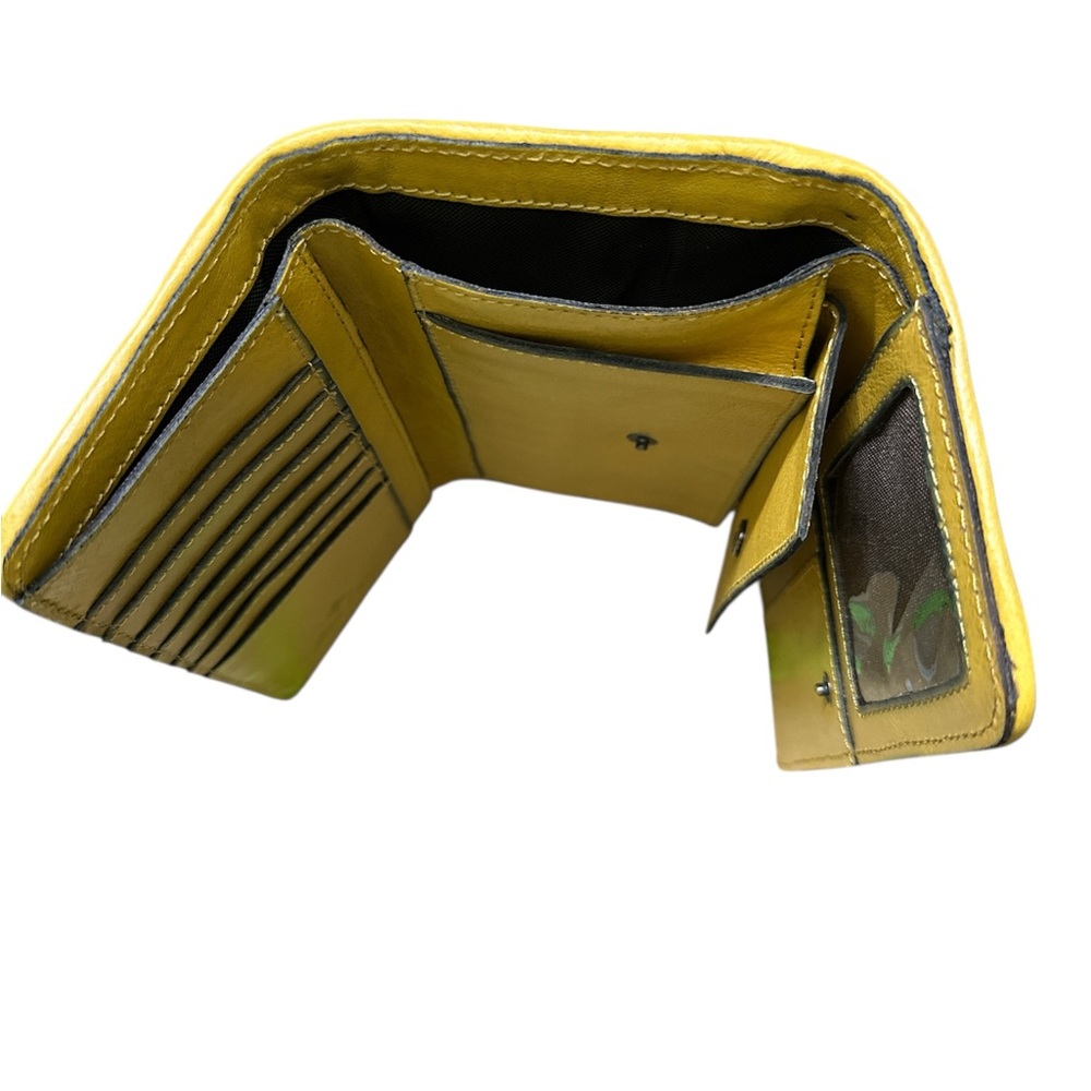 Patricia Nash Yellow Rattan Tri- fold Woven Clutch Wallets RFID - Picture 7 of 12